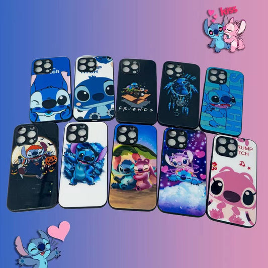 10pcs Stitch Soft & Glass Hard Cases with Diverse Design Phone Protective Covers for iPhone&Samsung Only
