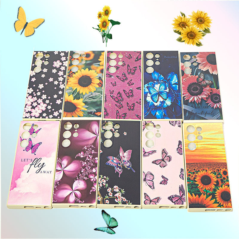 10pcs Butterfly & Flower Soft&Glass Hard Cases Fine & Warm Phone Protective Covers for iPhone&Samsung Only