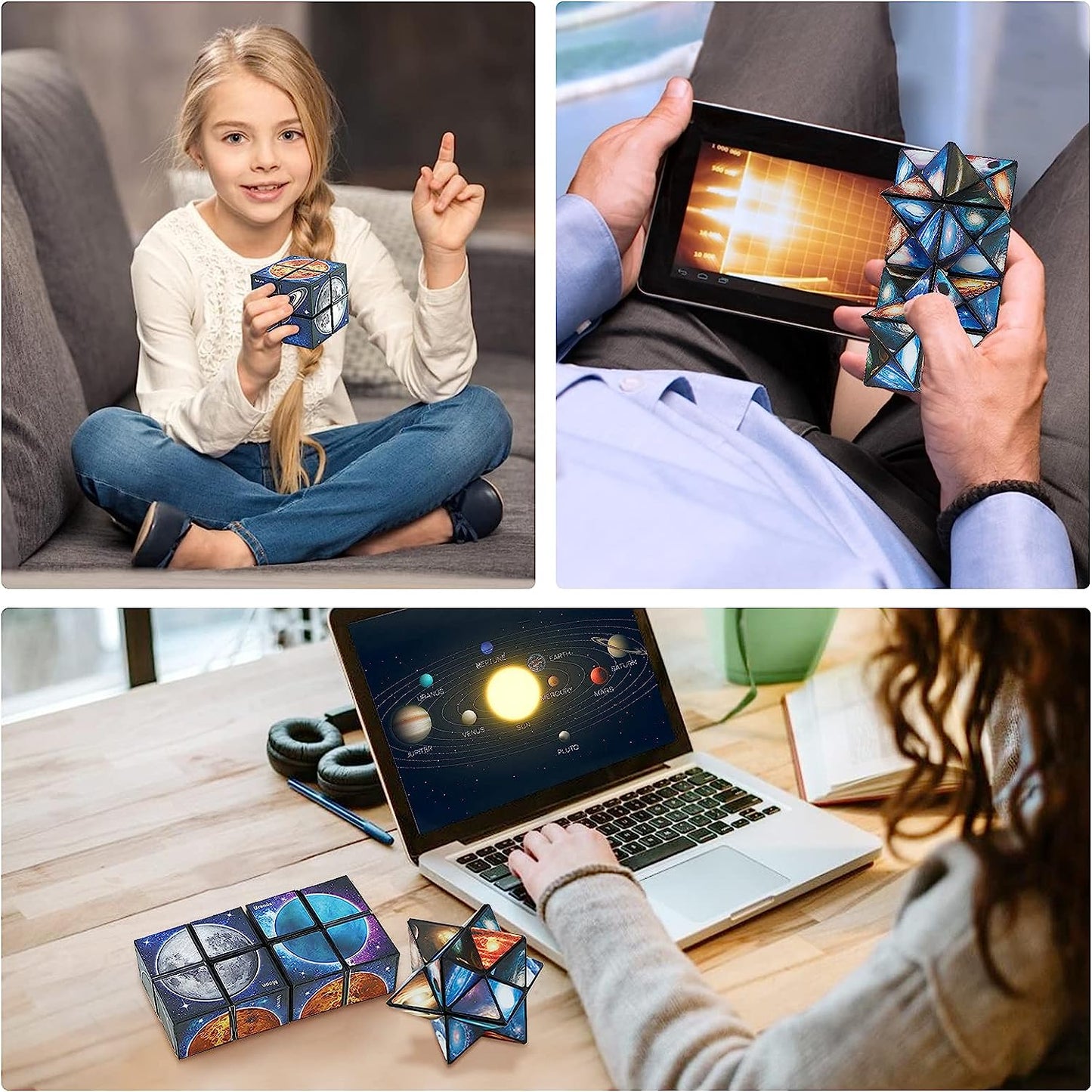 3D Magic Cube Set, Infinity Star Cube Magnet Fidget Toy Transforms Puzzle Cubes for Kids and Adults