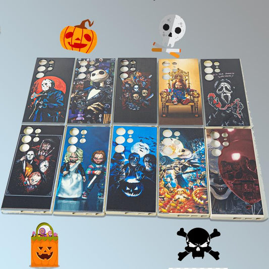 10pcs Horror Theme Soft&Glass Hard Cases with Diverse Character Design Phone Protective Covers for iPhone&Samsung Only