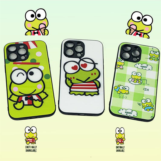 3pcs Sanrio Family Glass Hard Cases - Keroppi Phone Protective Covers for iPhone&Samsung Only