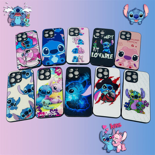 10pcs Stitch & Angle Glass Hard Cases, Warm & Friendly Phone Protective Covers for iPhone&Samsung Only