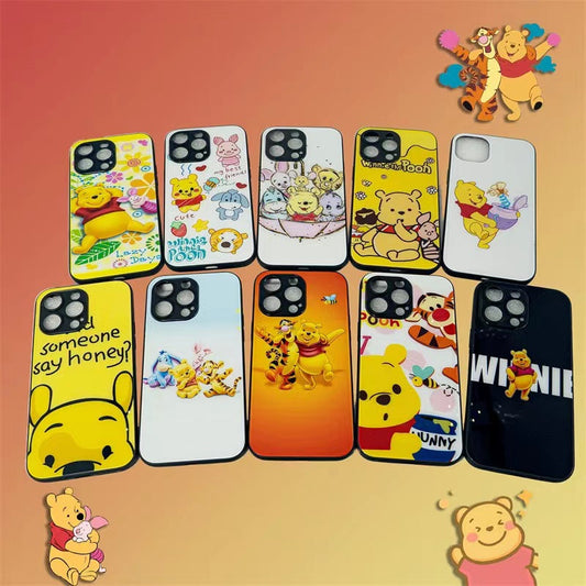 10pcs Winnie the Pooh Soft&Glass Hard Cases, Warm & Friendly Phone Protective Covers for iPhone&Samsung Only