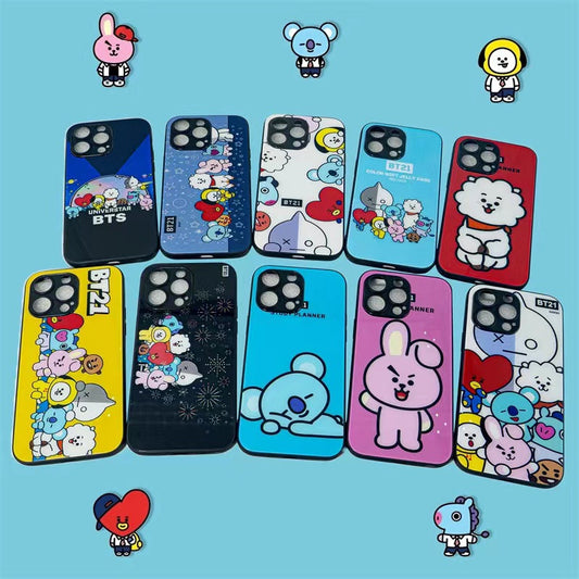 10pcs K-pop Glass Hard Cases, Bunny Koala & Puppy Phone Protective Covers for iPhone&Samsung Only