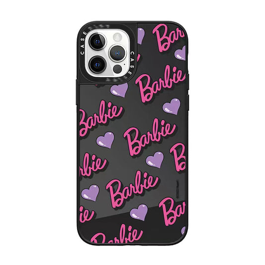 CASETiF Barbie Love Hearts Girls Phone Case for iPhone, Mirror Magsafe Phone Case, Anti-drop Protective Black Hard Case for Lens