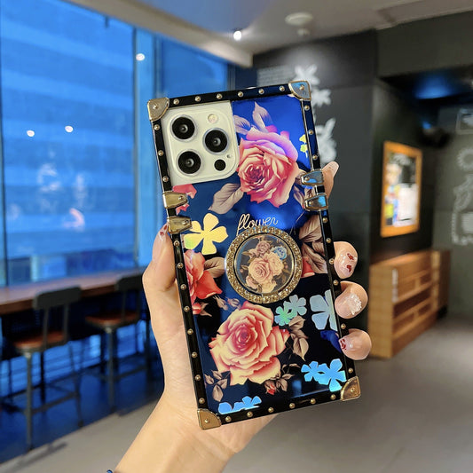 Laser, Blue Light, Flower Square Case, Suitable for iphone Samsung